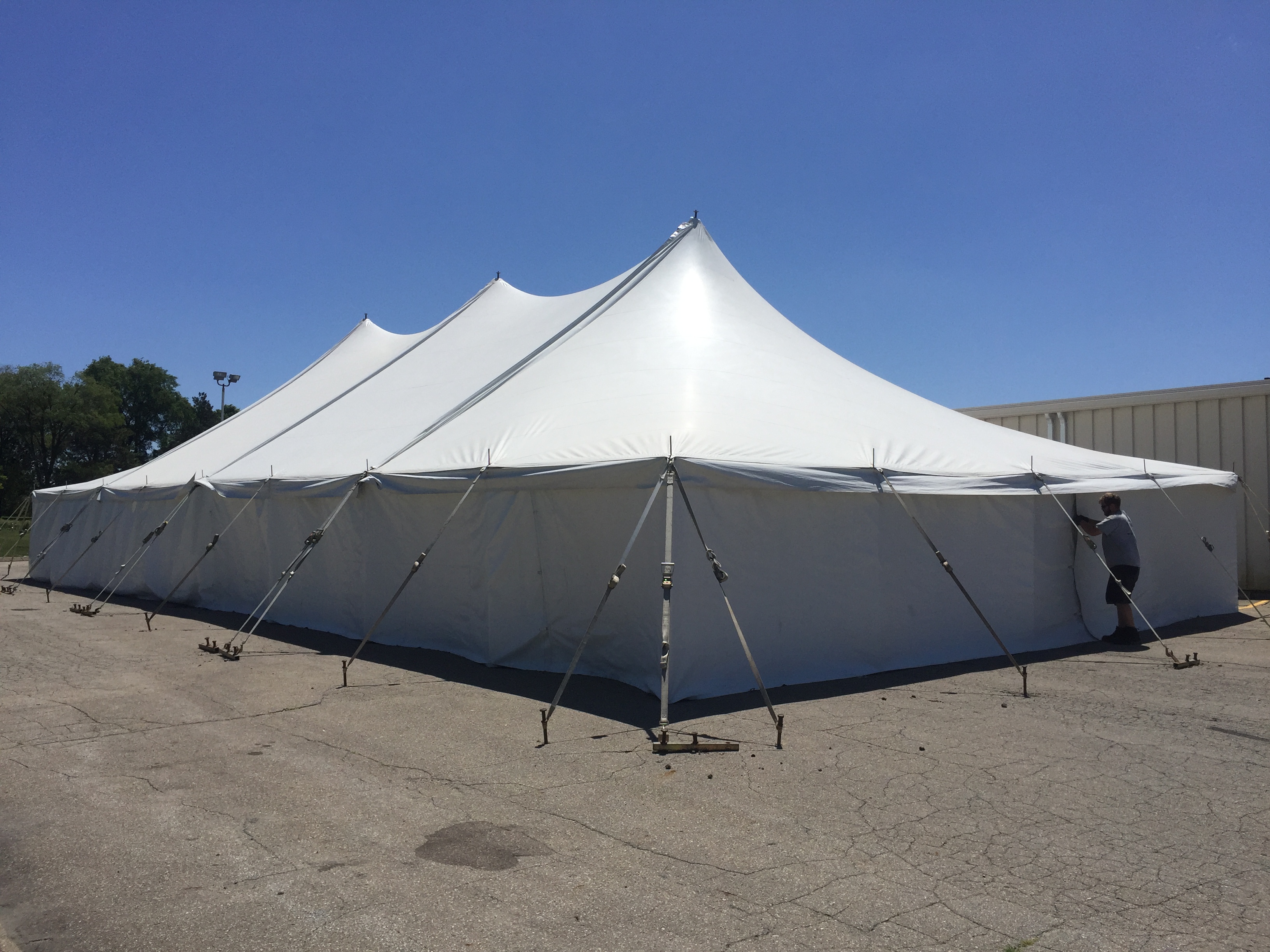 40' x 80' rope and pole tent for Store for Homes Furniture tent sale in Newton, Iowa