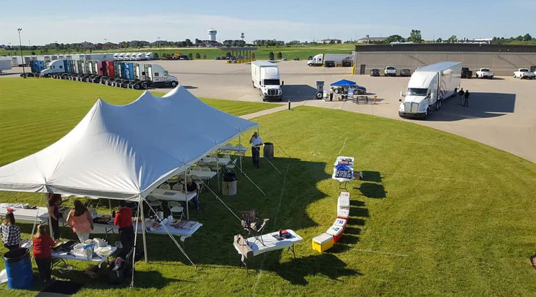 Driver appreciation days tent event at HeartLand Express trucking company in North Liberty, IA