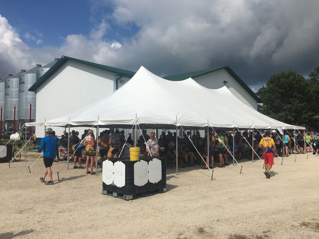 30' x 60' rope and pole tent at RAGBRAI 2016