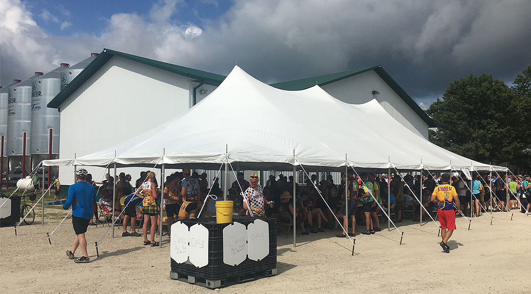 Event tent set up for RAGBRAI 2016 in Iowa by Big Ten Rentals