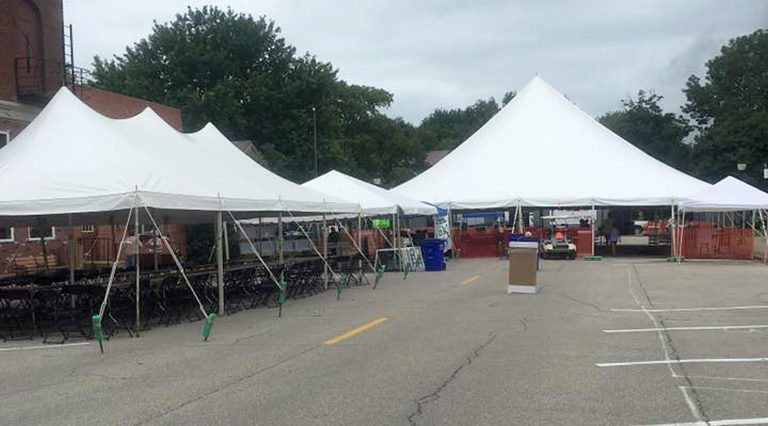 Festival tents for Lisbon Sauerkraut Days in Iowa