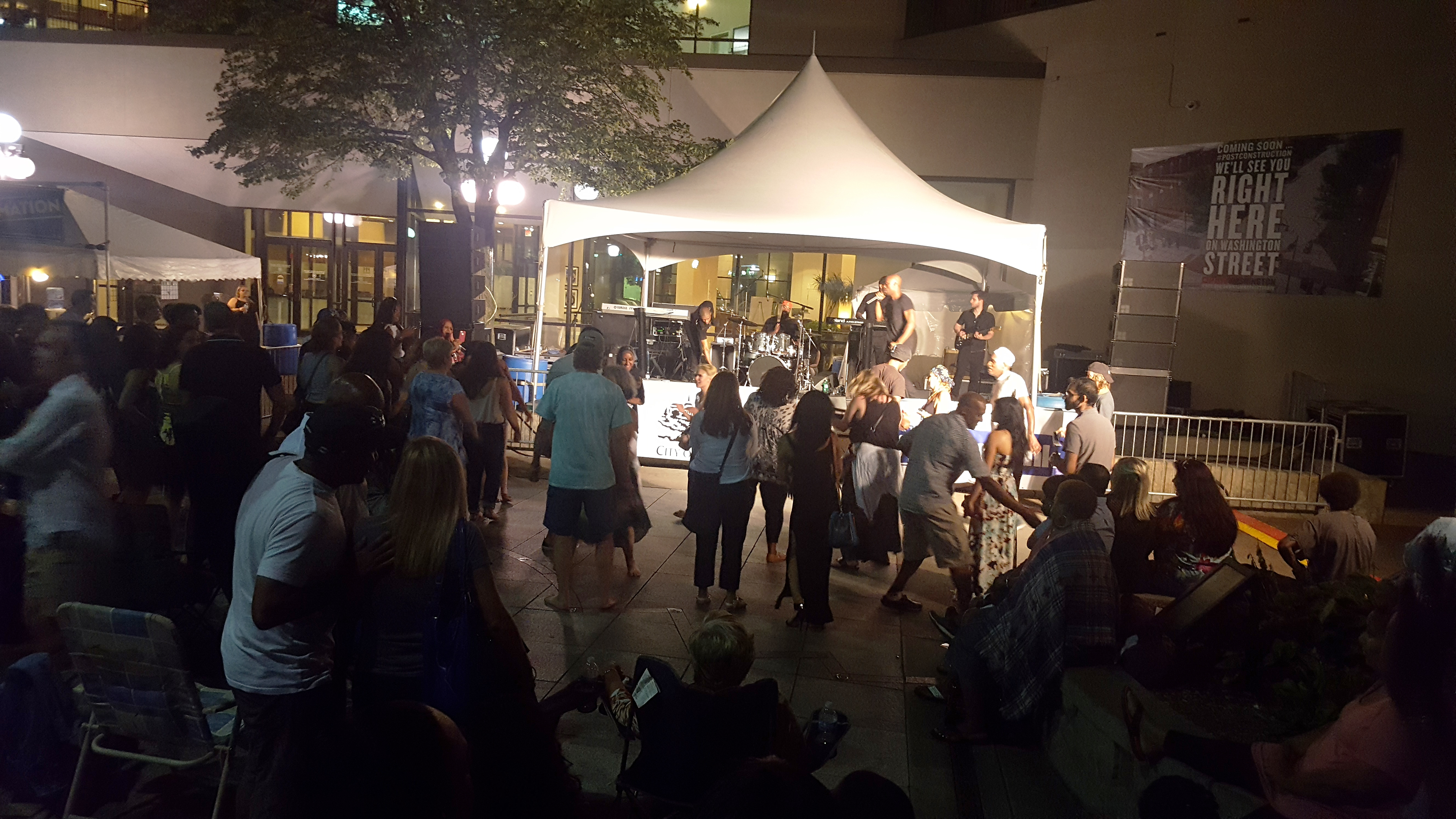 Headliner band on stage at the 2016 Soul Fest in the pedestrian mall
