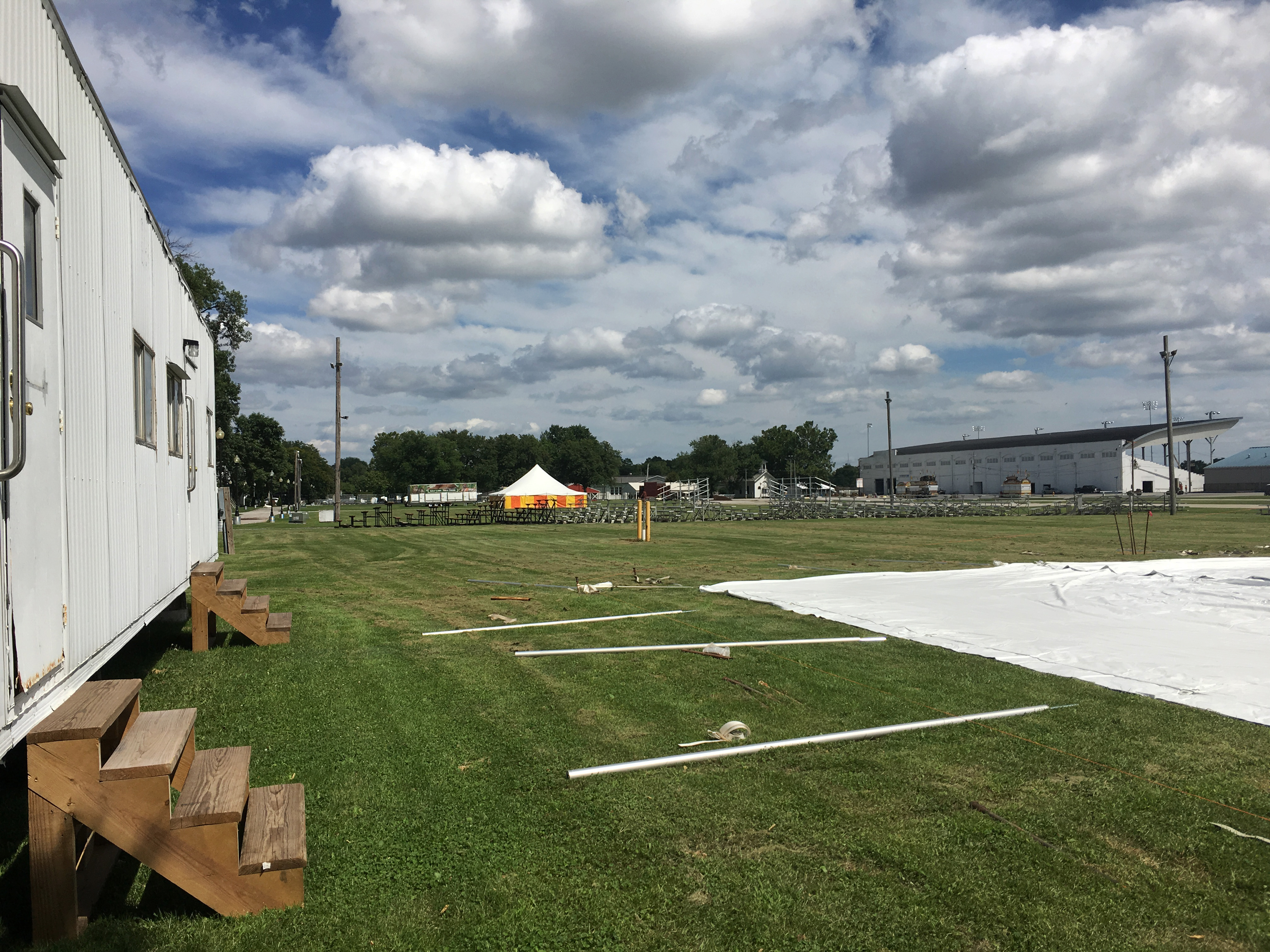 Rope and Pole tent lying on the ground ready to be erected at the Mississippi Valley Fair 2016