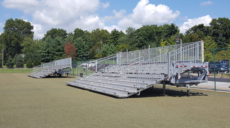 Towable bleachers delivered & set up at MICDS school in St. Louis, MO
