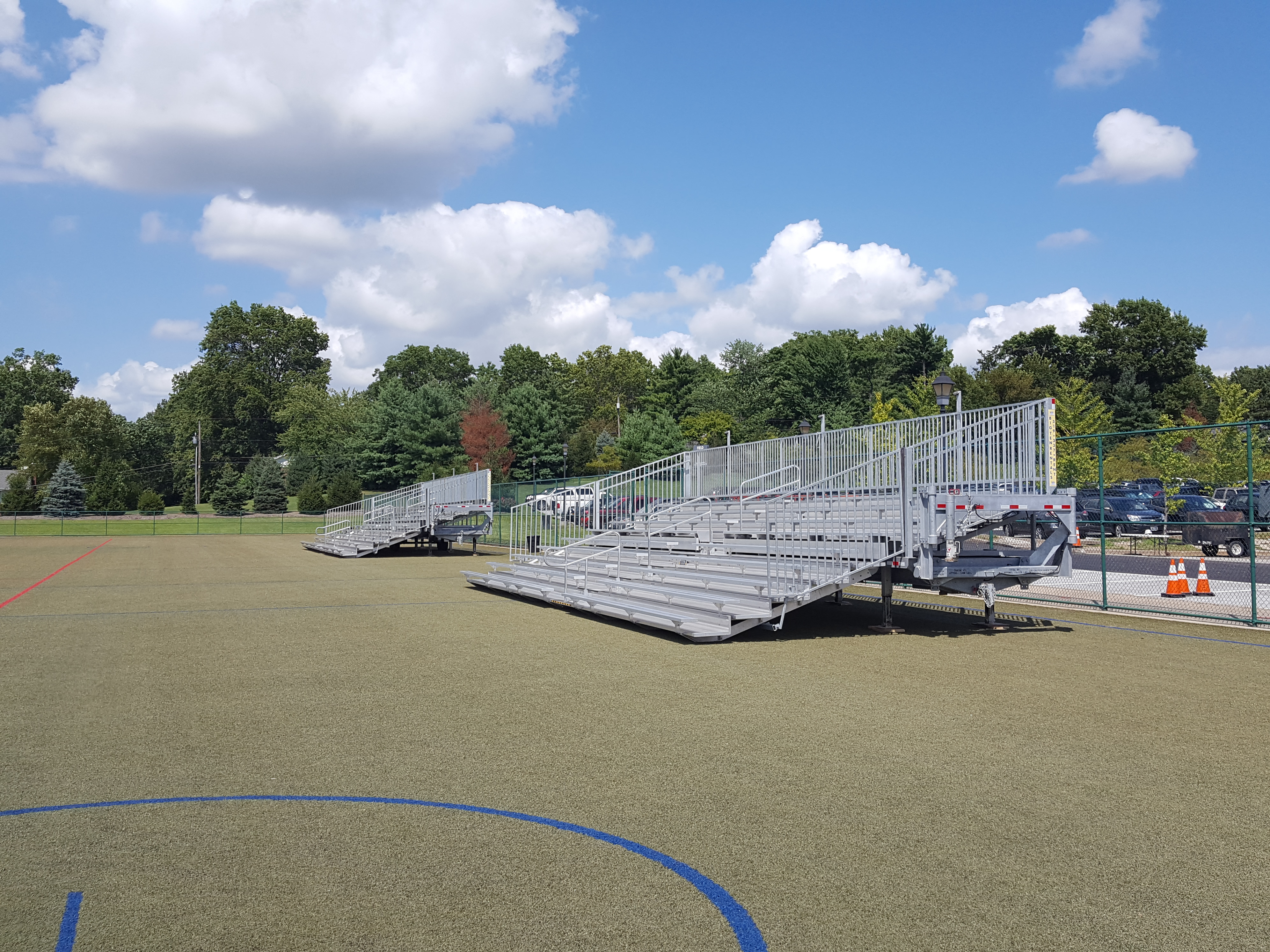 Towable bleachers delivered & setup at Private School in Saint Louis, MO