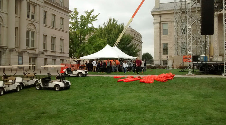 20' x 30' rope and pole tent at Old Capitol Museum