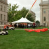 20' x 30' rope and pole tent, tables, chairs & heaters for SCOPE Productions: University of Iowa