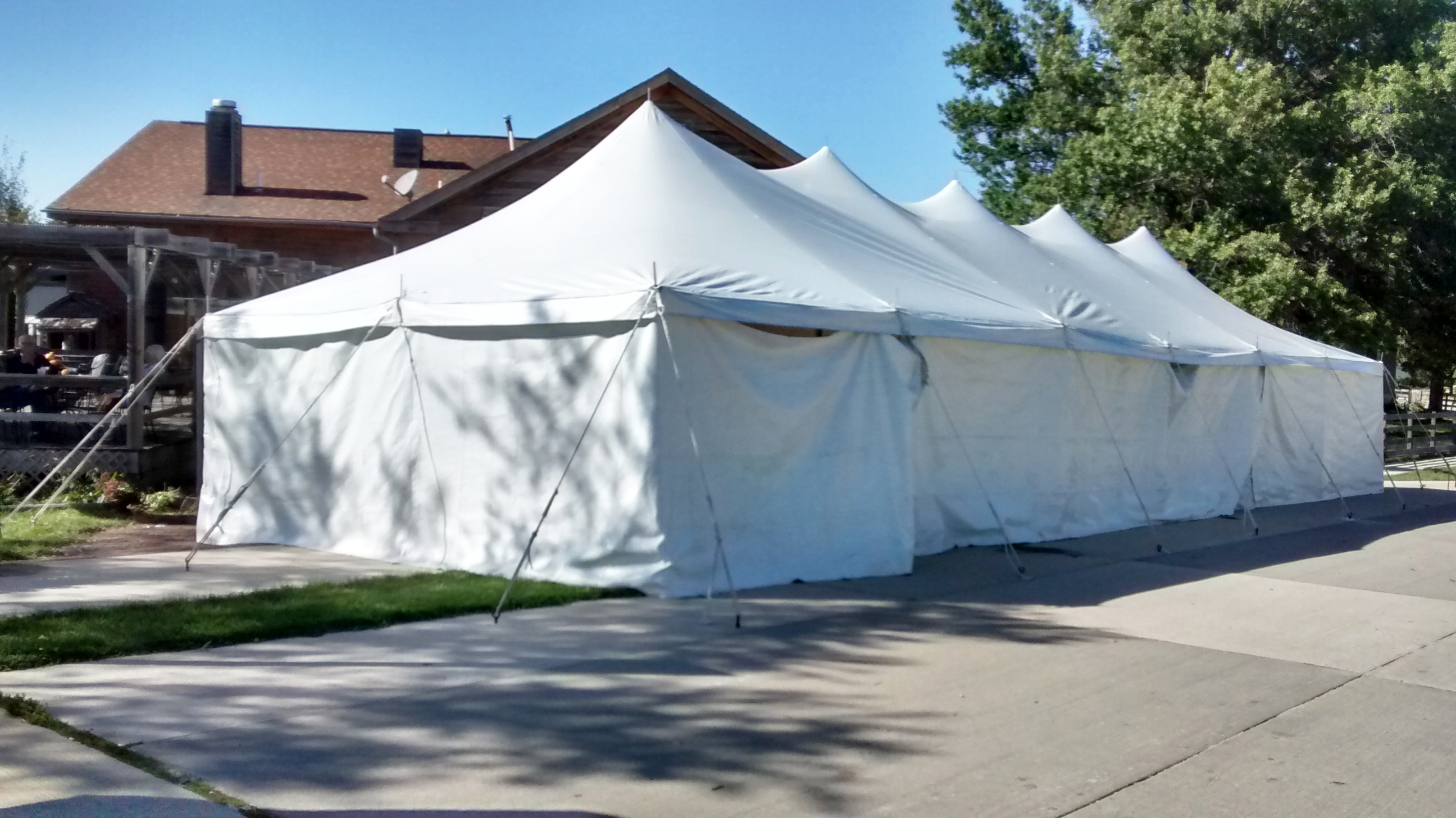 20' x 60' rope and pole tent with sidewall at Millstream Brewing Company in Amana, IA