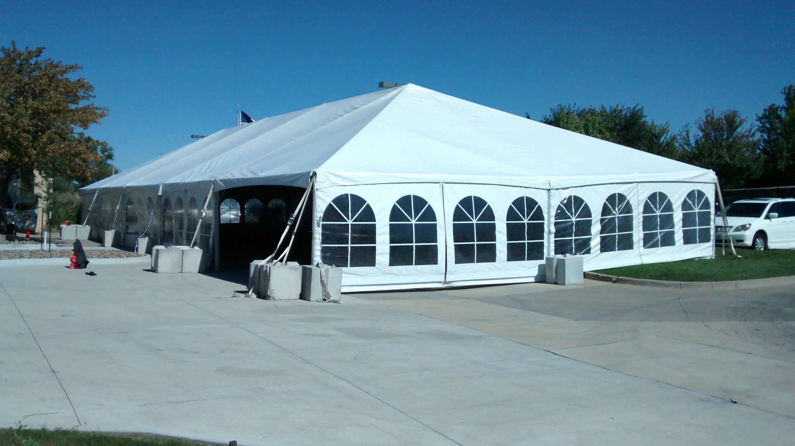40' x 100' hybrid tent setup for a fundraiser in Ankeny, IA