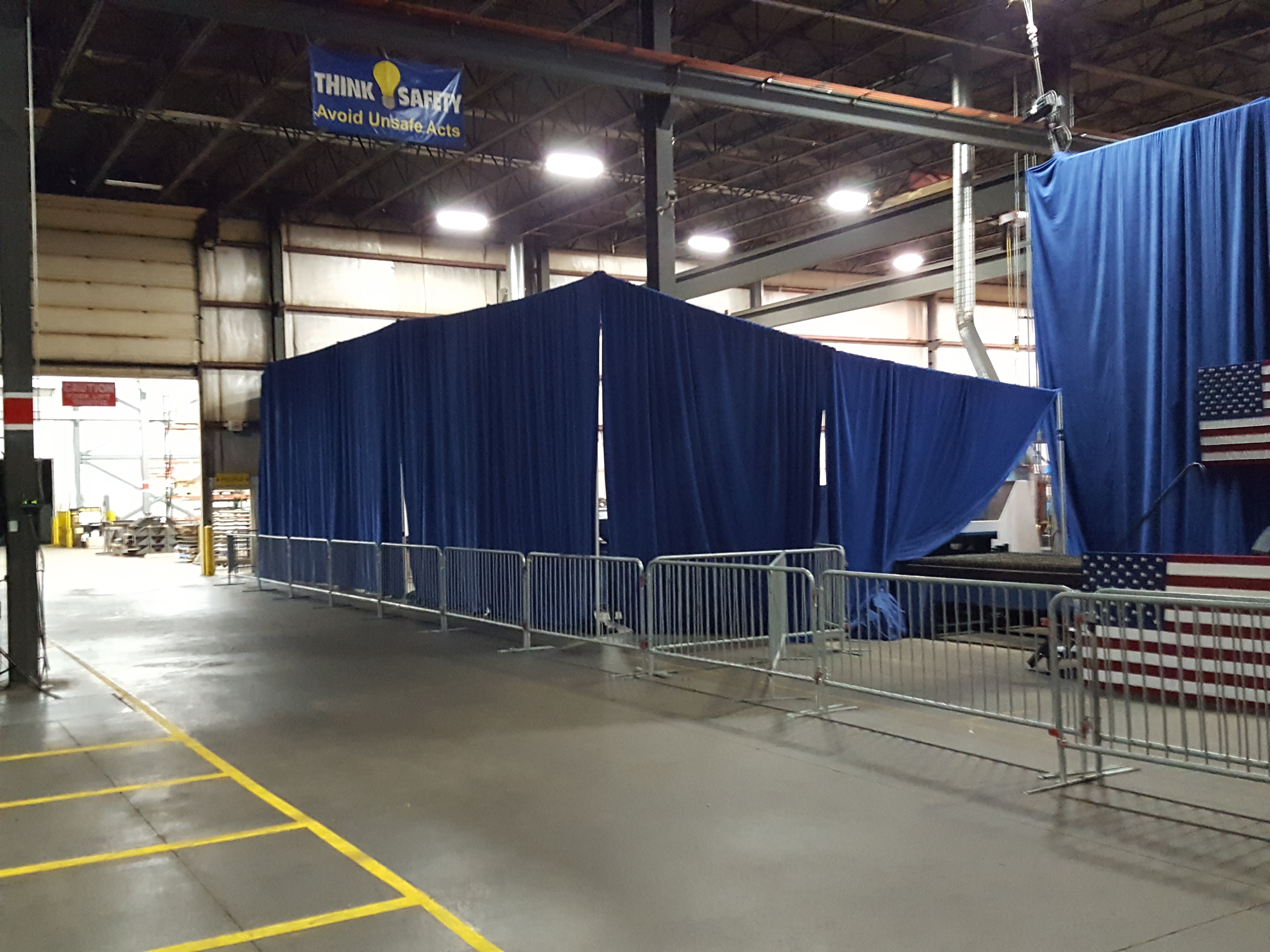 Barricade for political event at Giese Manufacturing being setup
