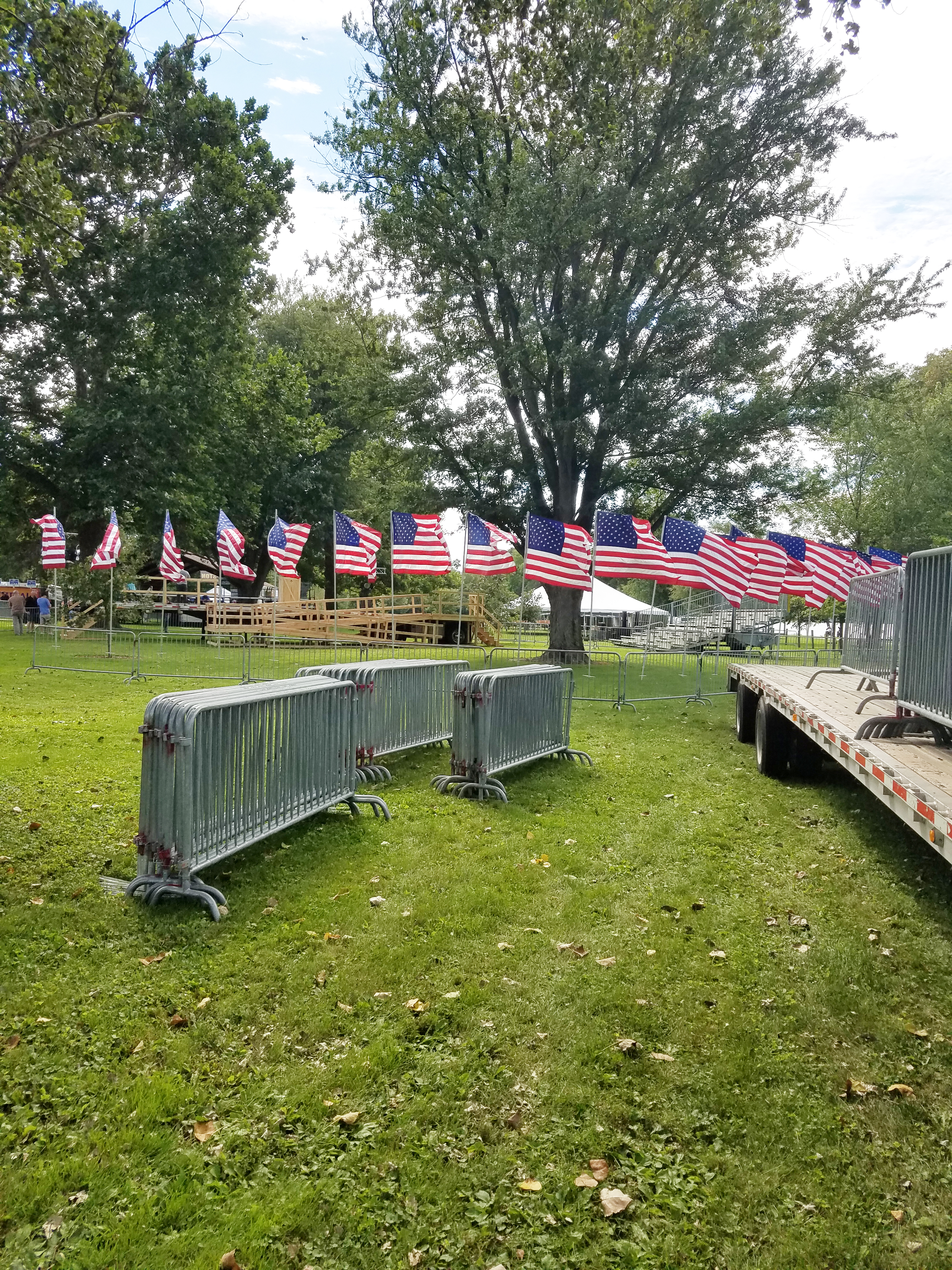 Crowd control barrier "Bike Rack" barricade at a political event for Hillary Clinton at Illiniwek Campground in Hampton, IL