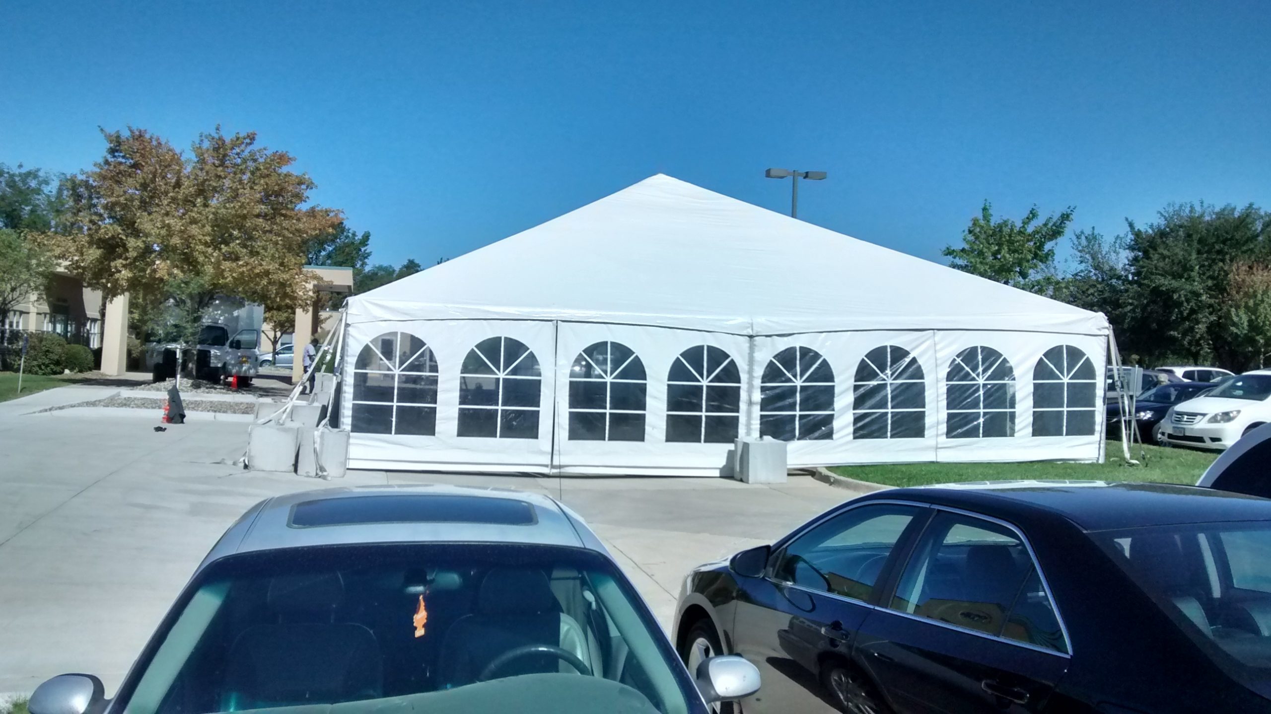 End of 40' x 100' hybrid tent setup for On with Life. They have a Celebrate Life fundraiser in Ankeny, IA