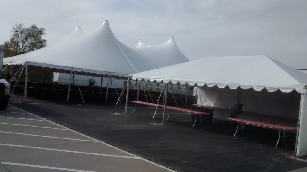 60' x 90' rope and pole tent and 20' x 30' frame tent in Davenport, Iowa