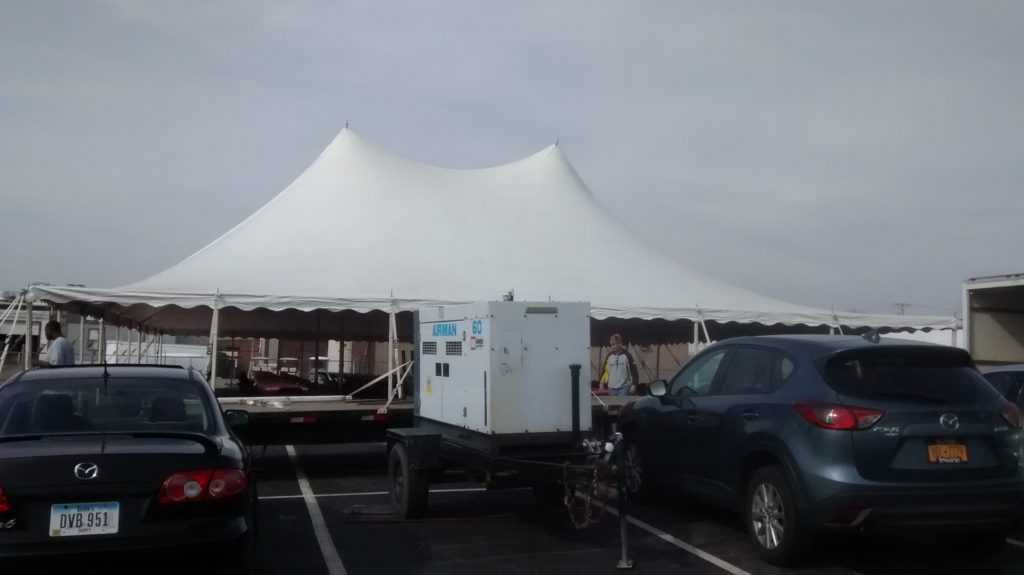 60kw Generator and 60' x 90' rope and pole tent for Morris & Company Entertainment in Davenport, Iowa