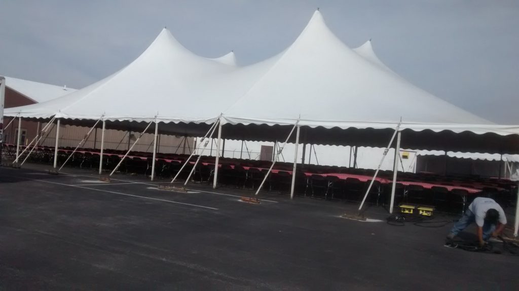 Side of 60' x 90' rope and pole tent for Morris & Company Entertainment