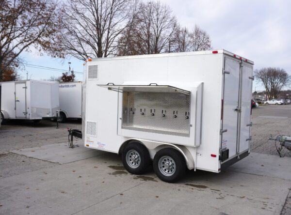 Beer side of the 6 Tap, 30 Keg, refrigerated draft beer trailer for rent