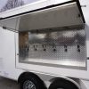 View of taps with door up on the 6 Tap, 30 Keg, refrigerated draft beer trailer for rent