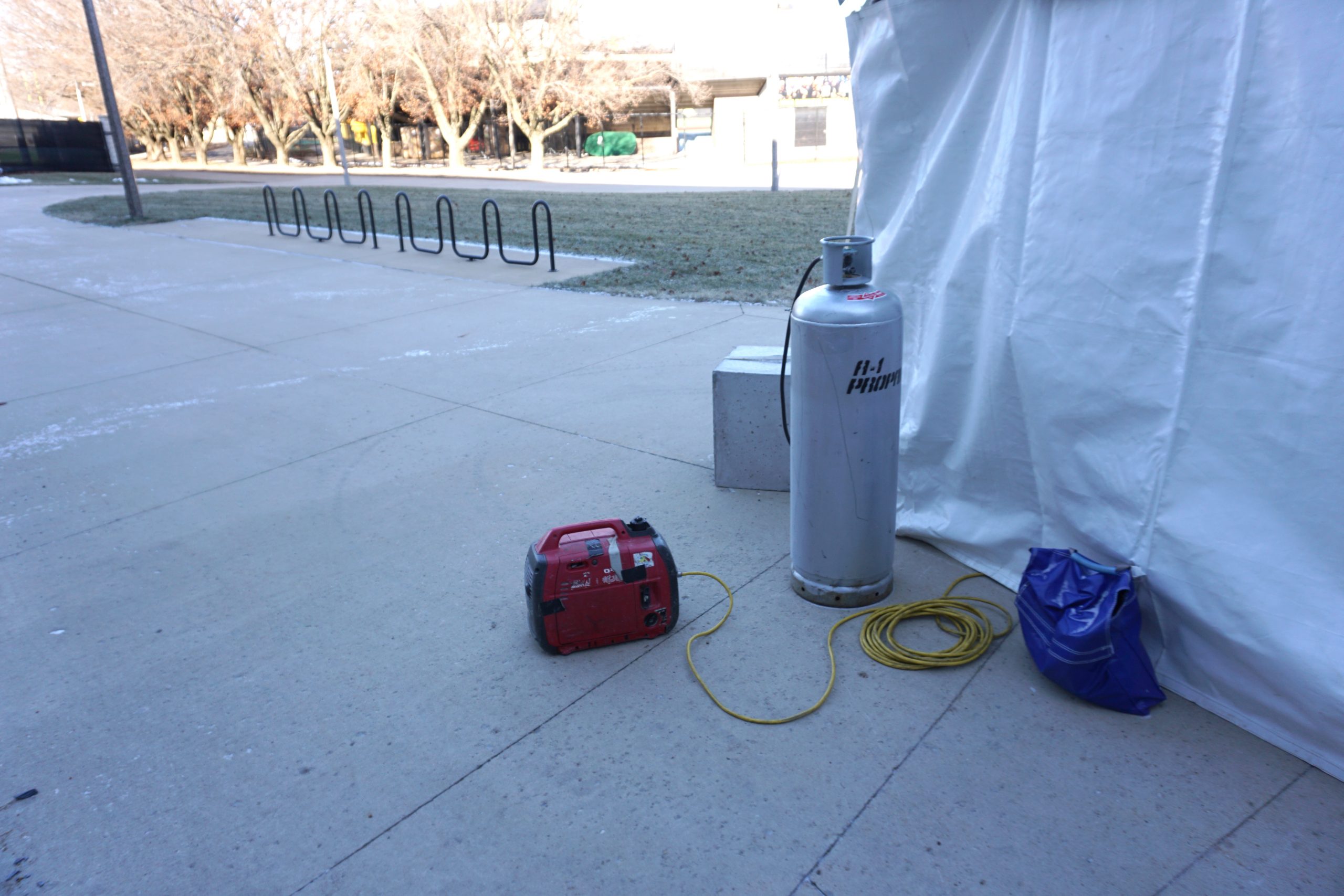 Generator and propane for heater inside the tent