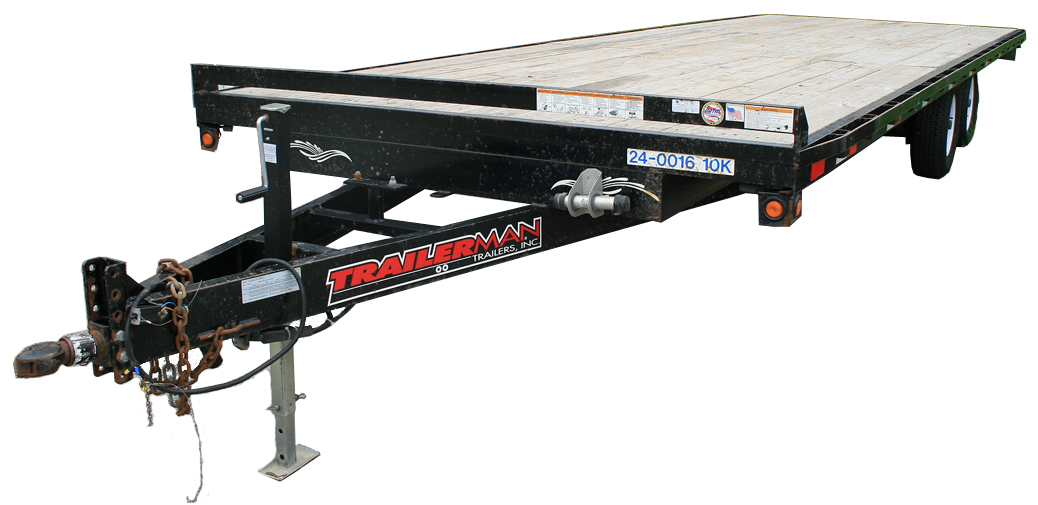 24' 10,000 lb. Flatbed trailer rental: Tandem axle, wood deck in Iowa City