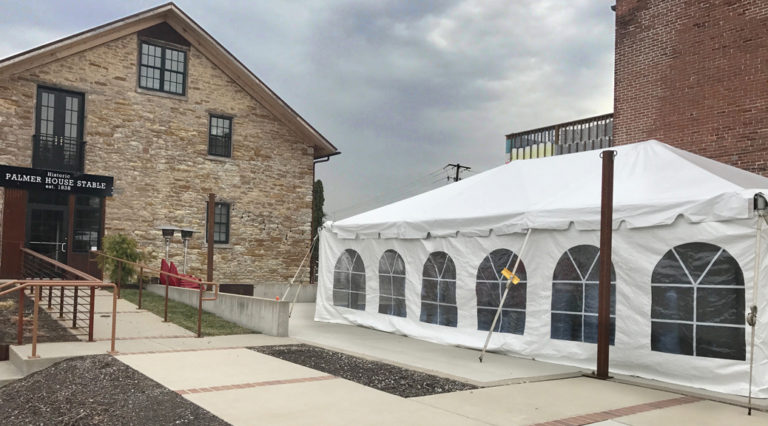 20′ x 30′ frame tent for a Wedding outside of the Palmer House in Solon