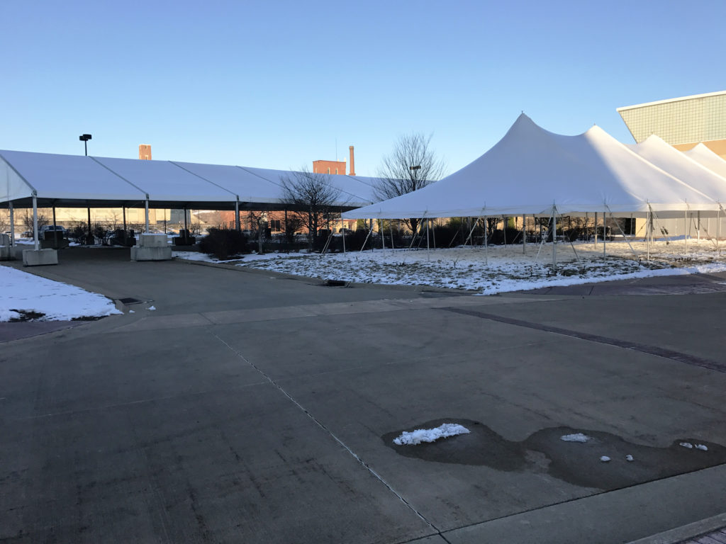 Large tents set up in Dubuque, Iowa