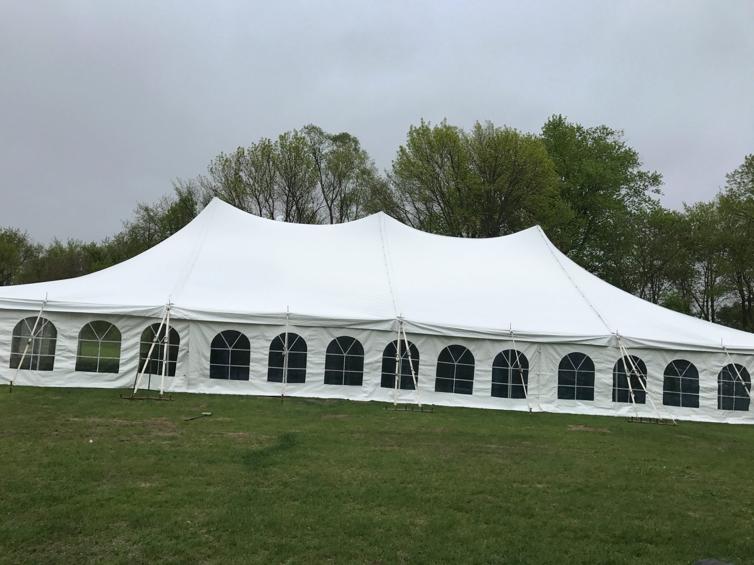 40' x 80' rope and pole wedding tent at Grace Community Church