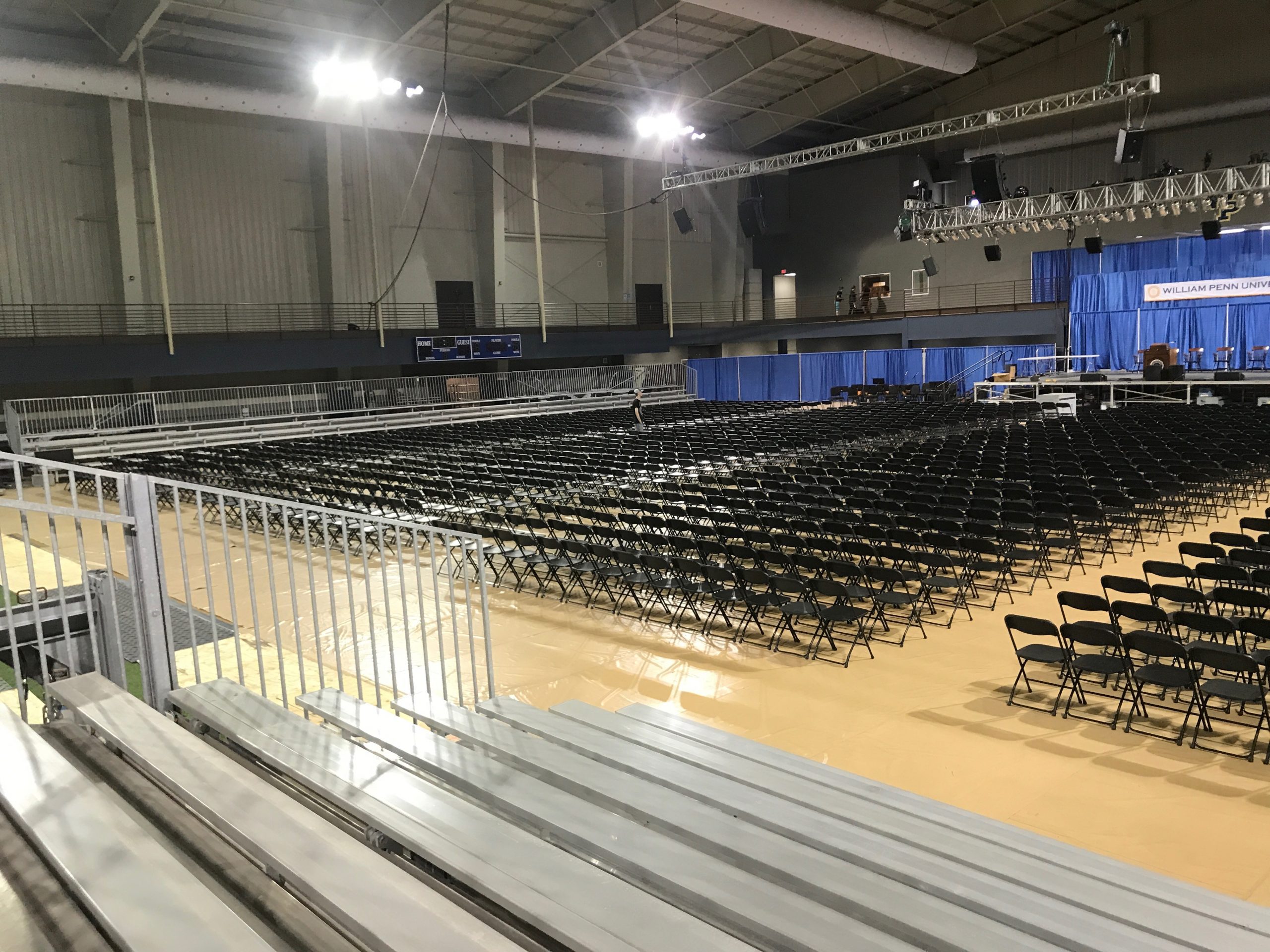 2017 Graduation at William Penn University in Oskaloosa, Iowa with Stage, Chairs, Bleachers and more
