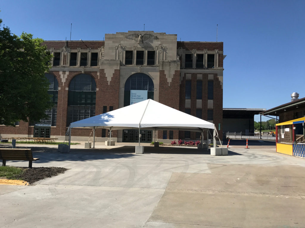 40' x 40' event tent with blocks for JDRF One Walk in Des Moines 2017