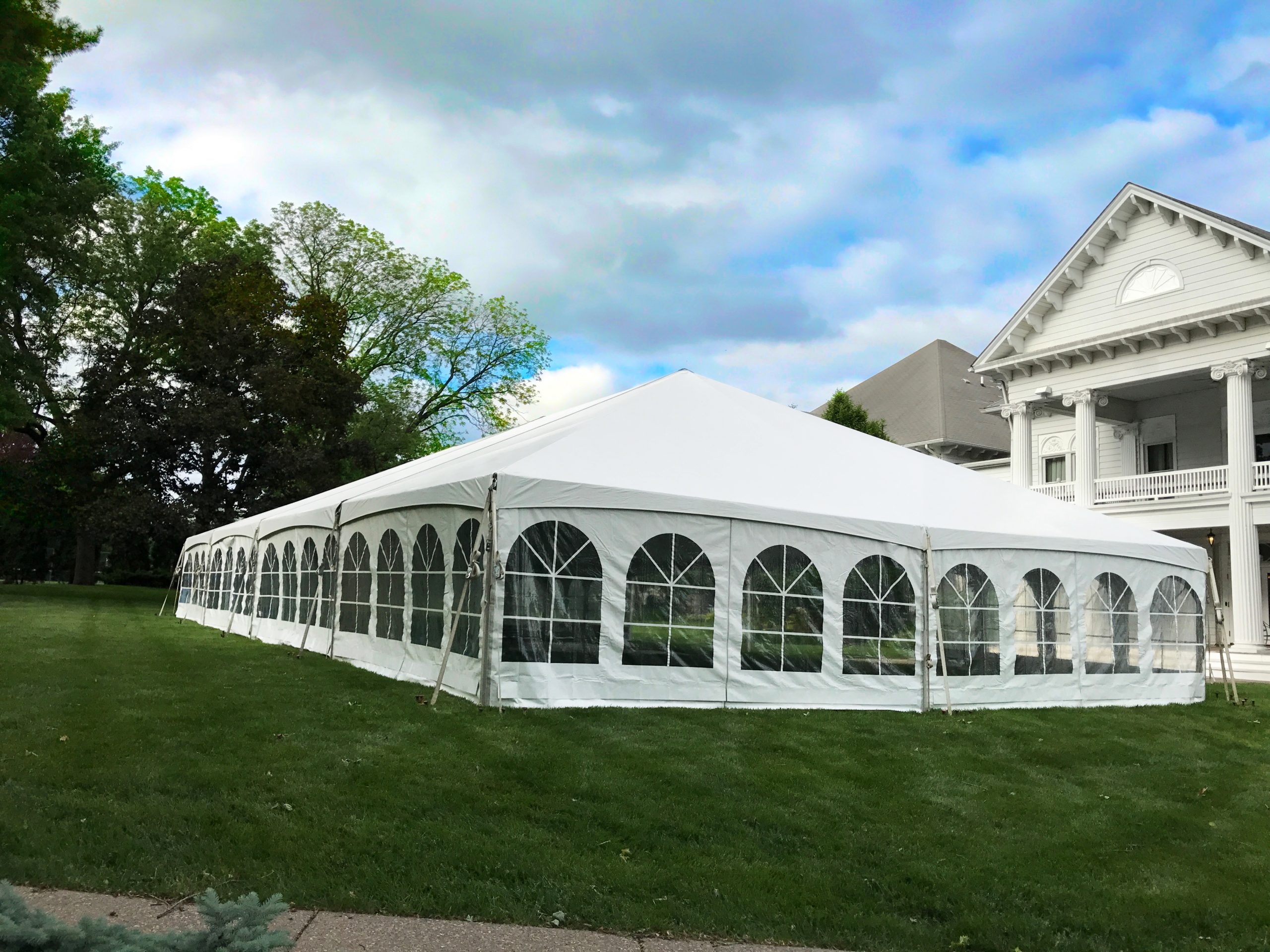 40' x 80' Hybrid wedding tent at Outing Club on Brady Street in Davenport Iowa