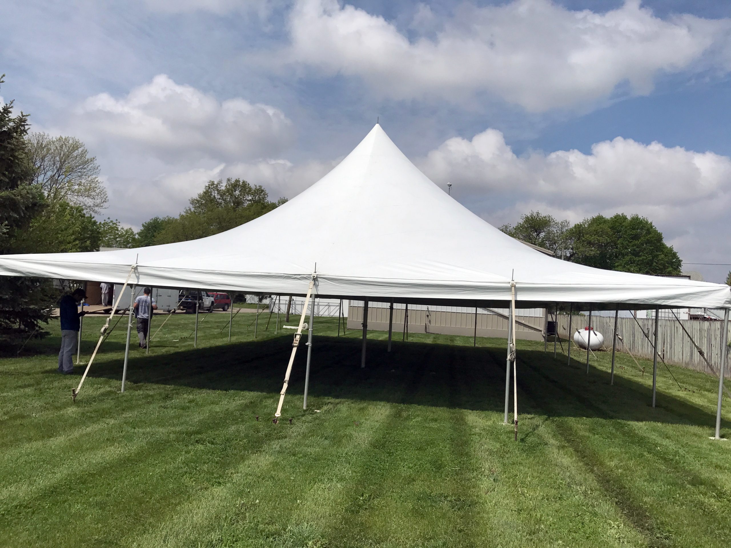 End of 40' x 60' rope and pole Birthday Party tent in Washington, Iowa