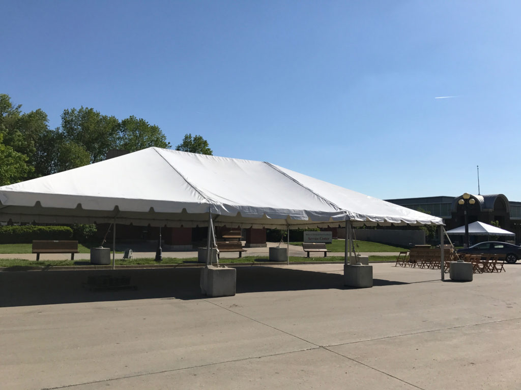 Side of 30' x 45' frame tent for the JDRF One Walk in Des Moines 2017