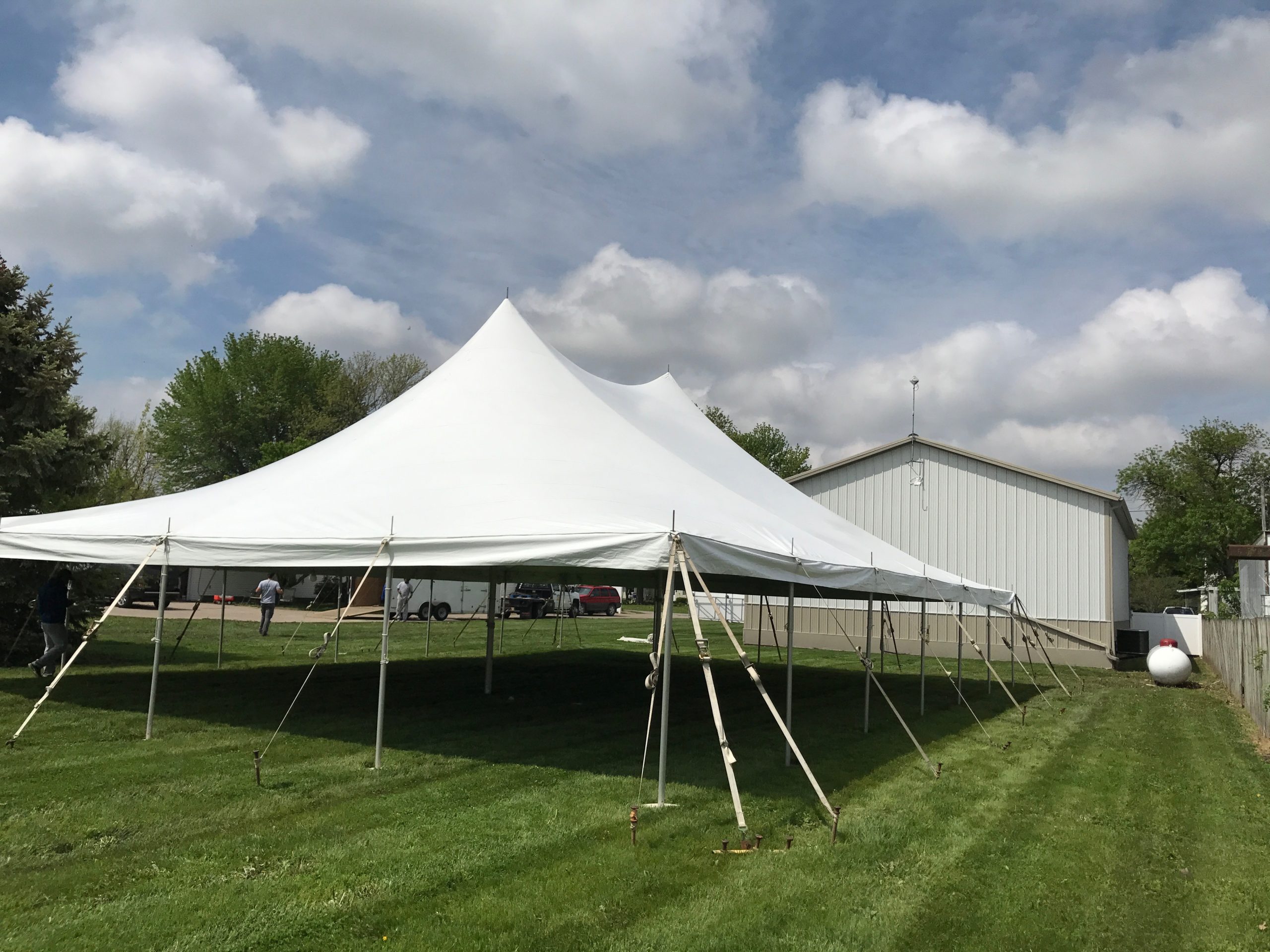 Side view of 40' x 60' rope and pole Birthday Party tent in Washington, Iowa