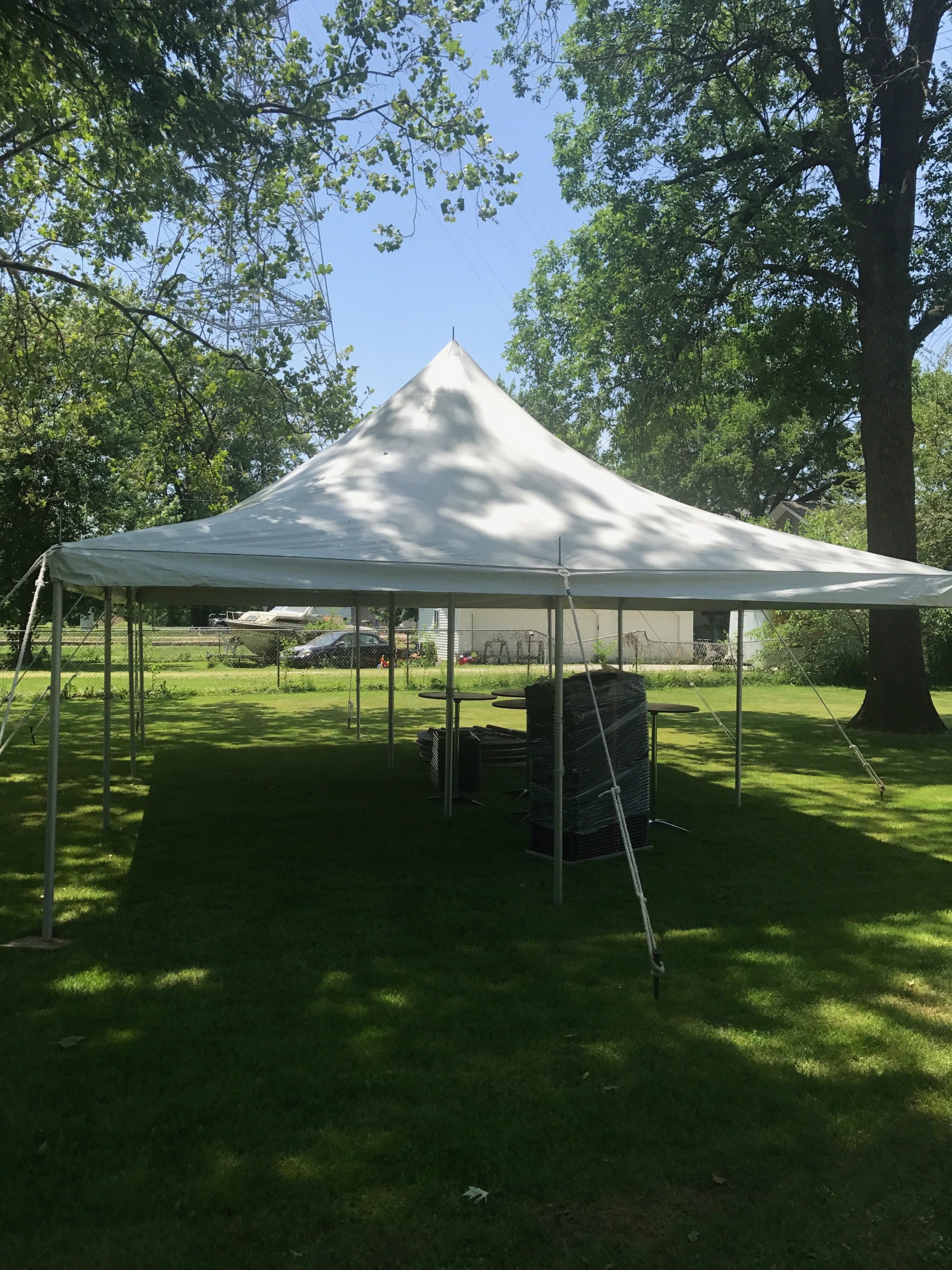20' x 30' rope and pole tent for a Graduation party in East Moline, Illinois