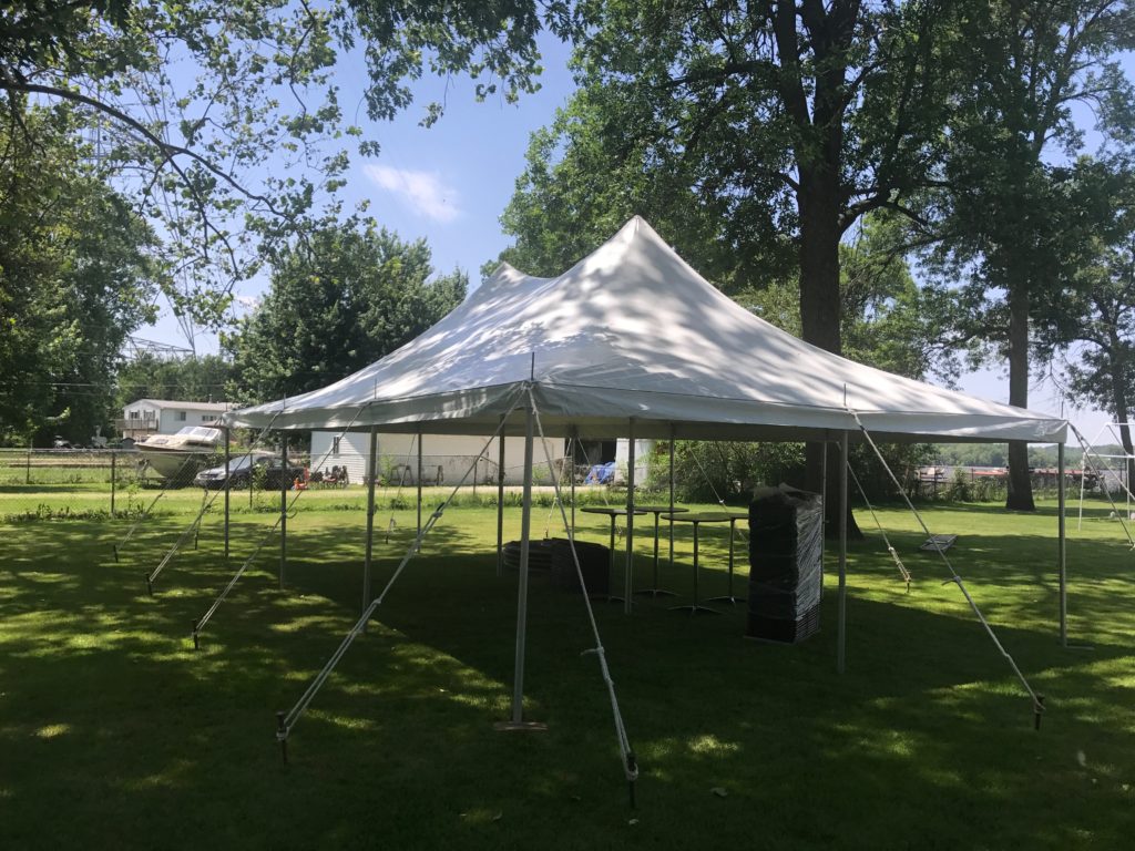 20' x 30' rope and pole tent for an Outdoor Graduation party in East Moline, Illinois