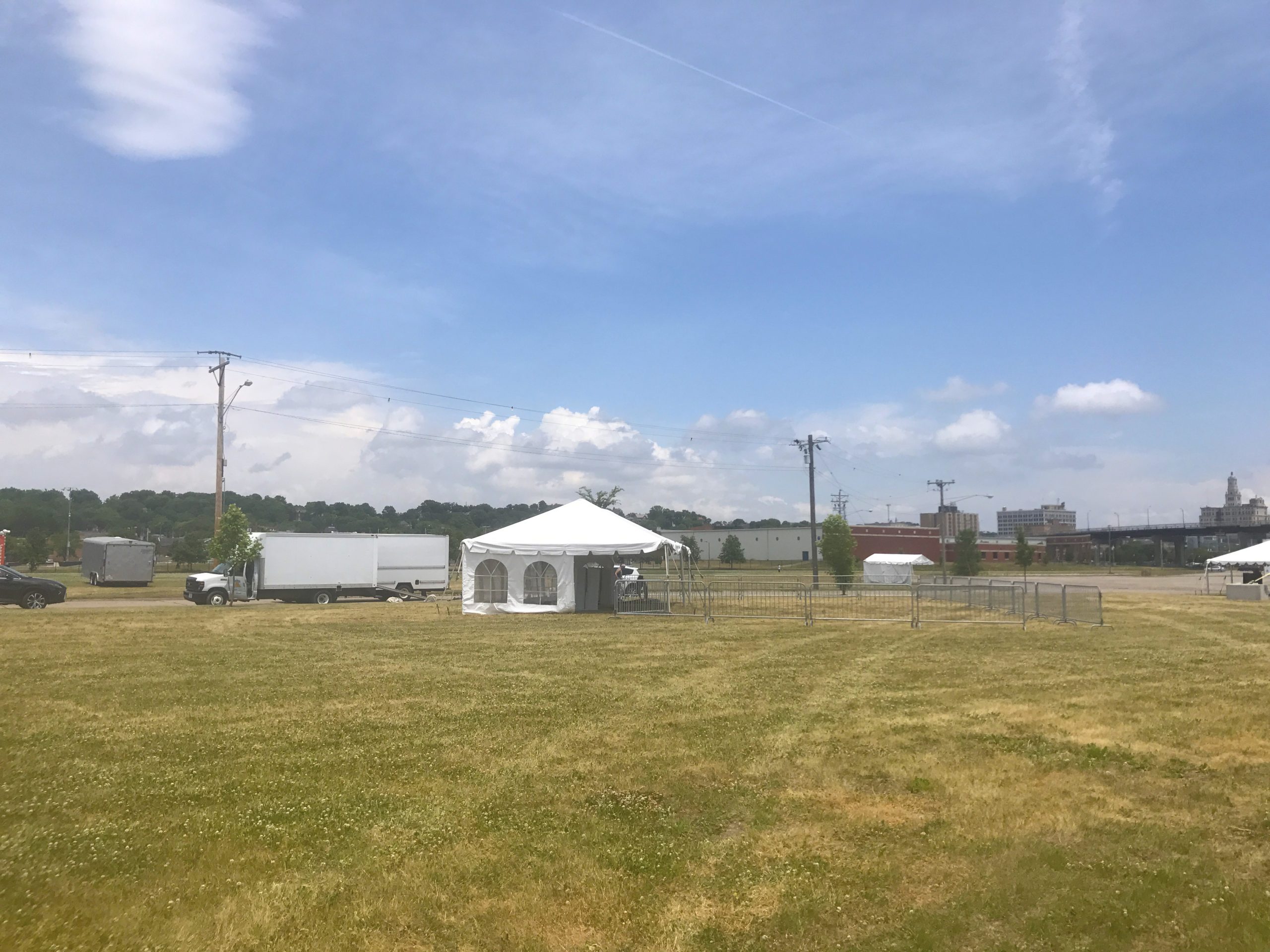 20' x 40' frame tent with side walls for The Muddy Fest in Davenport, Iowa