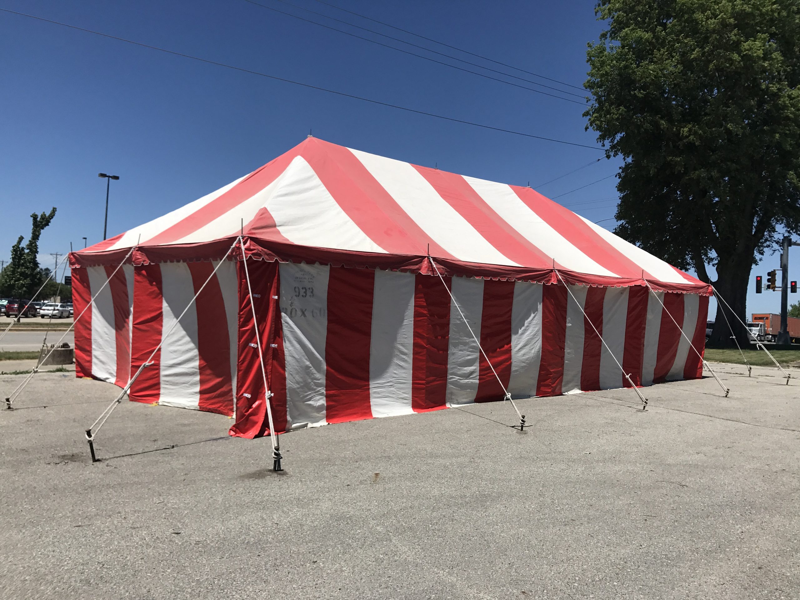 20' x 40' rope and pole Fireworks tent for Ka-Boomers Fireworks in Newton, Iowa