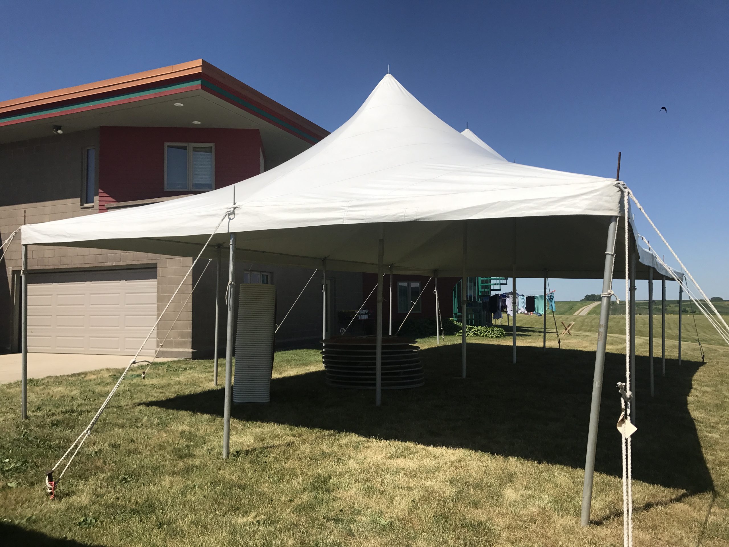 20' x 40' rope and pole tent for a Home Outdoor Wedding Reception Tent in Grinnell, Iowa