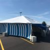 30' x 60' frame Fireworks tent at the Walmart Supercenter in Cedar Rapids, Iowa with blue and white side walls