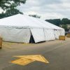 30' x 60' frame tent with white sidewalls for a fireworks stand at Hy-Vee in Cedar Rapids, Iowa