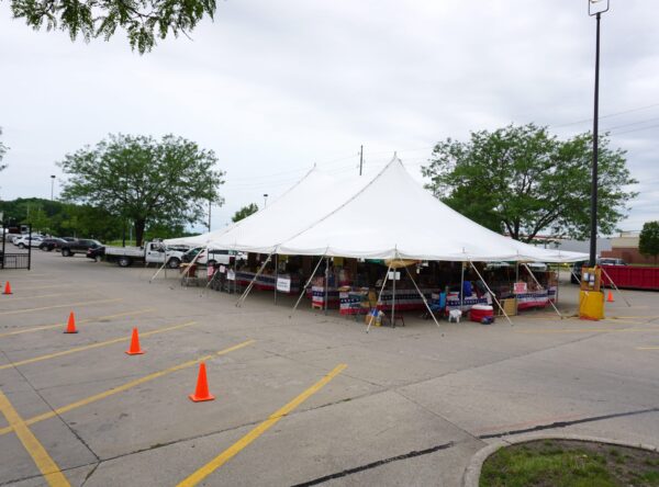 40' x 60' rope and pole tent for Fireworks Stand Hy-Vee 1720 Waterfront Dr, Iowa City, IA 52240