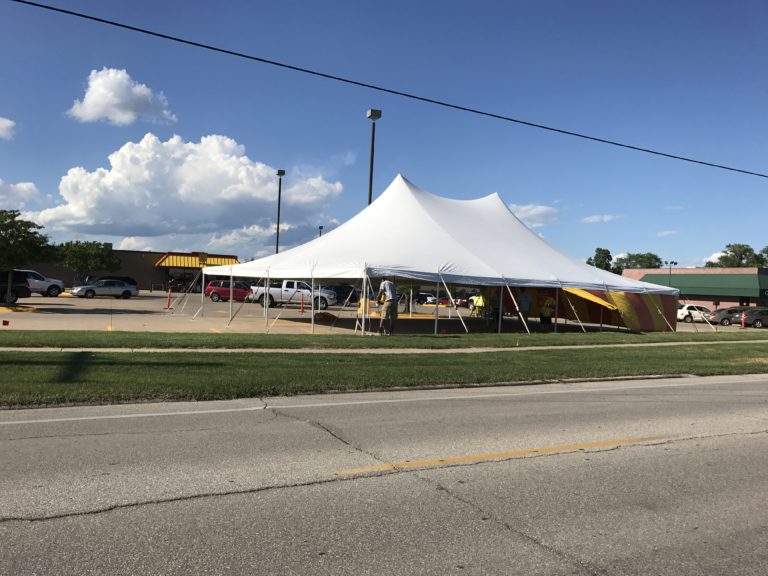 40' x 60' rope and pole tent for fireworks stand at Fareway Grocery in Marion, IA
