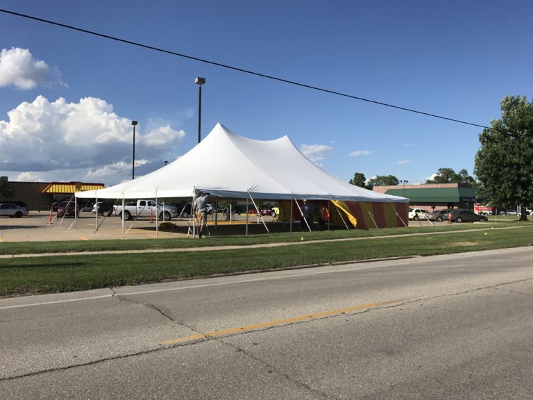 40' x 60' rope and pole tent for fireworks stand at Fareway Grocery in Marion, Iowa