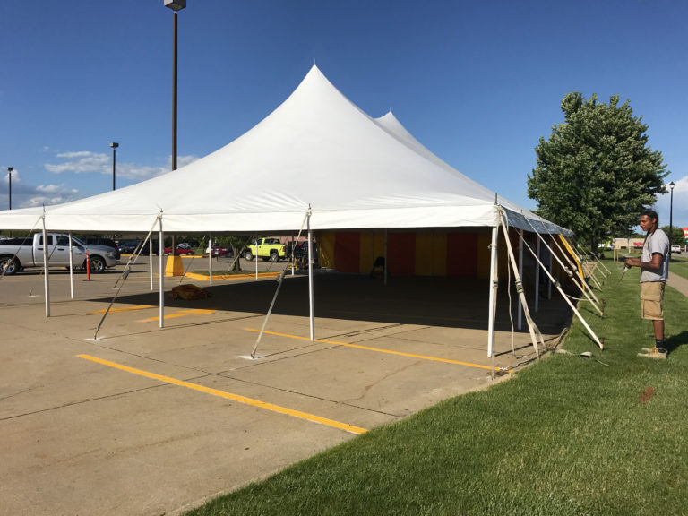 40' x 60' rope and pole tent in Marion, Iowa