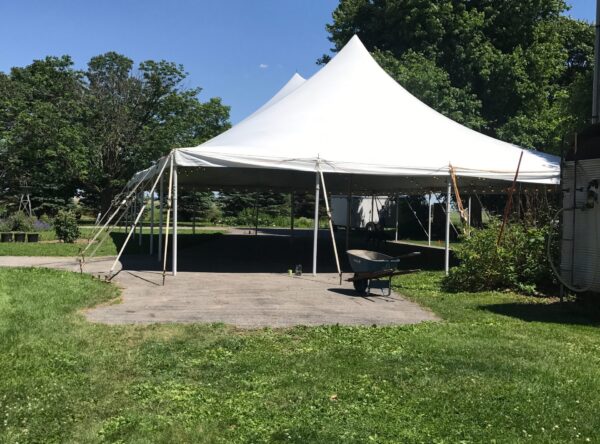 40' x 60' rope and pole wedding tent at New Liberty Road, Walcott, IA