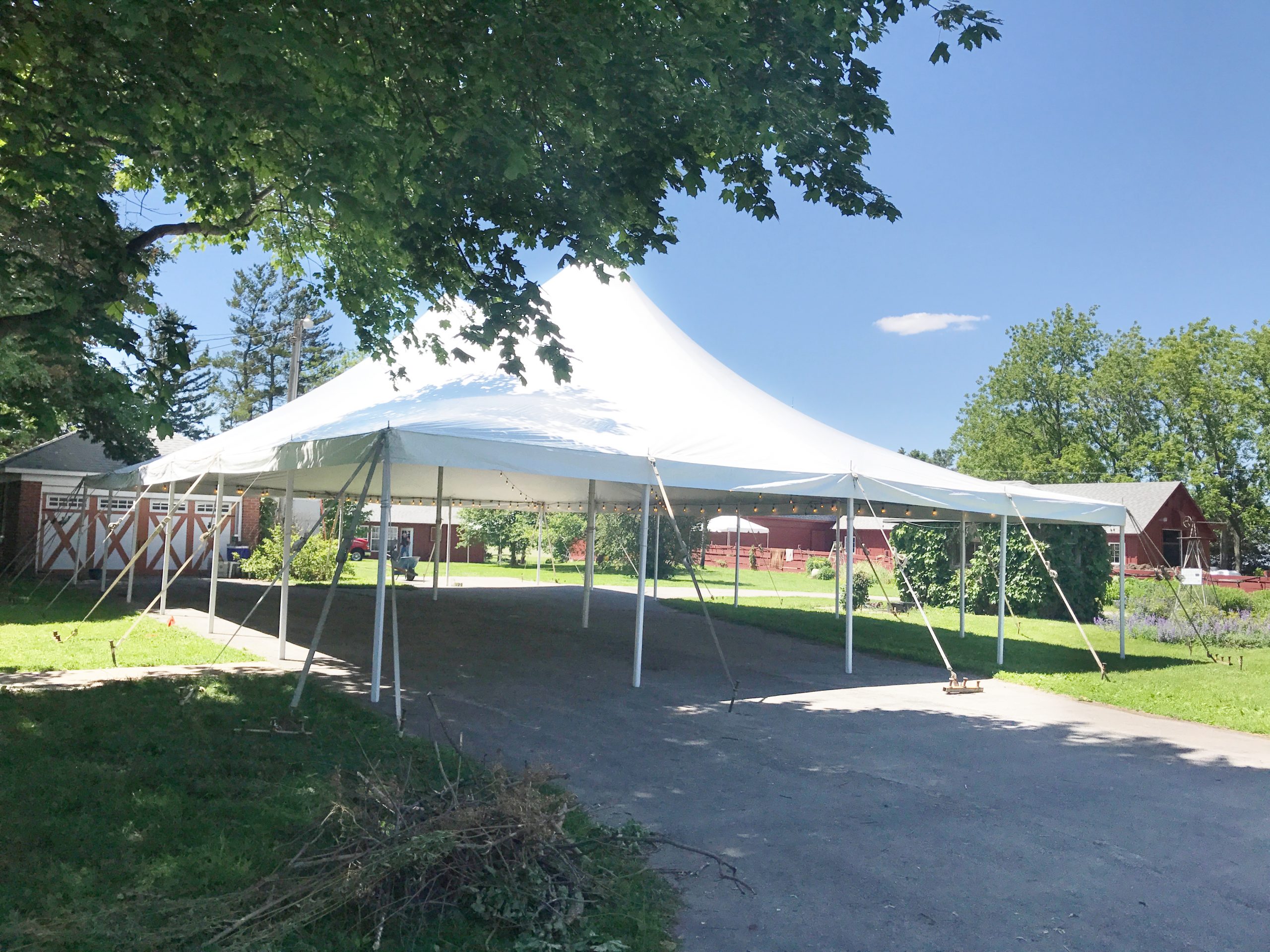 40' x 60' rope and pole wedding tent in Walcott, IA