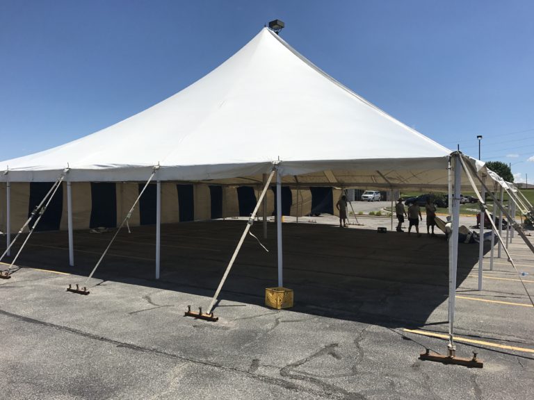 60' x 60' rope and pole tent for a fireworks stand for Bellino Fireworks at Collins Crossing, Cedar Rapids, IA
