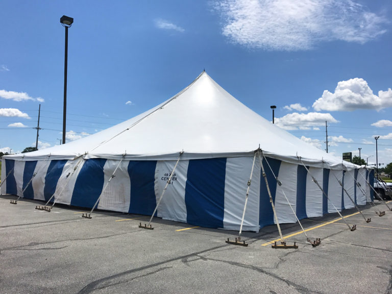 60' x 60' rope and pole tent for a fireworks stand in Cedar Rapids, IA