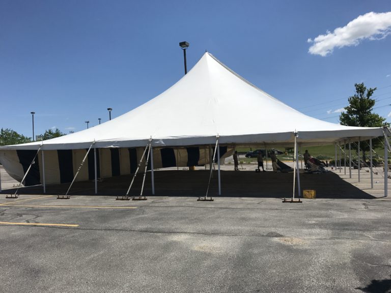 60' x 60' rope and pole tent for a fireworks stand in Cedar Rapids, Iowa