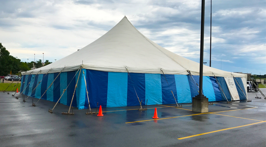 60' x 60' translucent rope and pole tent for fireworks at the Ashley Home Store in Davenport, Iowa