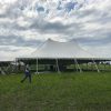 80' x 150' rope and pole on the far left with 10' x 10' frame tent in the middle with a 60' x 90' rope and pole tent on the right